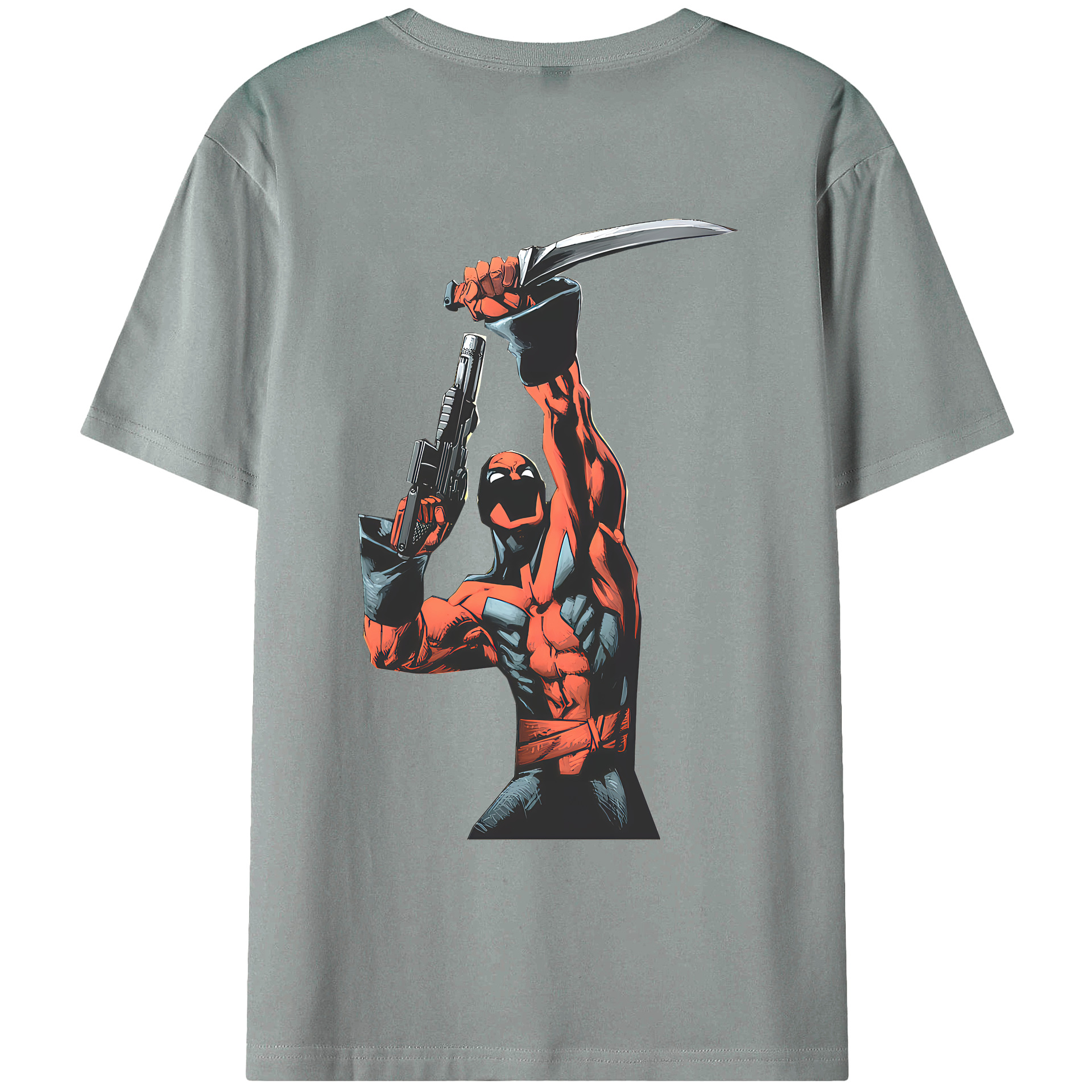 （画像用） Deadpool デッドプール 綿100％ メンズ半袖Tシャツ（バックプリント） 通気性